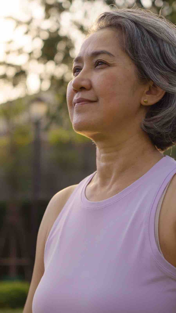 asia,adult,aged,people,middle,age,mindful,happy,old,woman